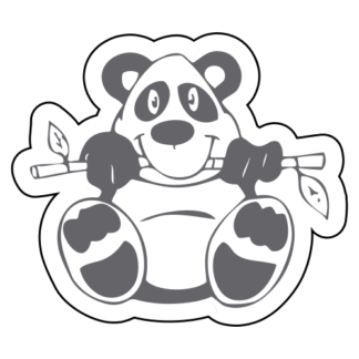 Funny Panda Eating Bamboo Sticker (Grey)